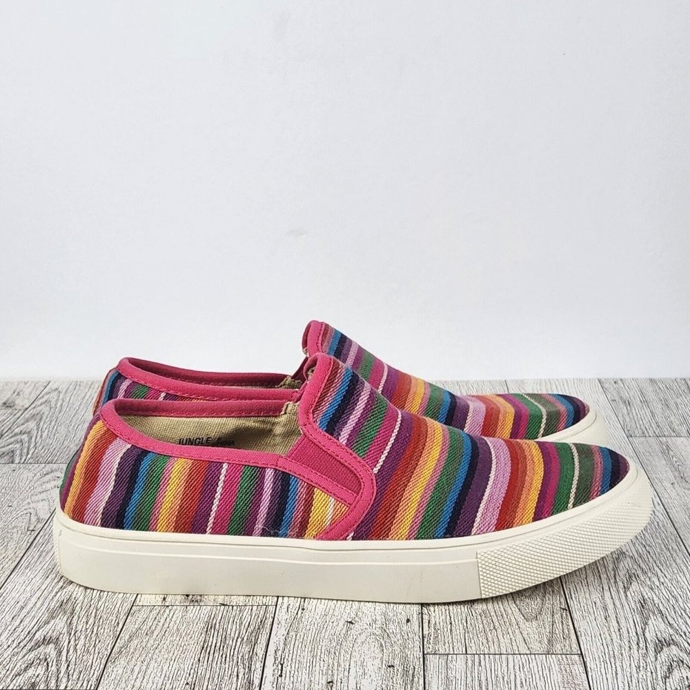 Boutique by Corkys Sneaker Womens Sz 6 Slip-on Multi-Color Striped Artsy Whimsy